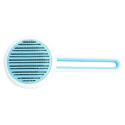 Escova removedora de pelos azul com cabo longo, ideal para limpeza doméstica